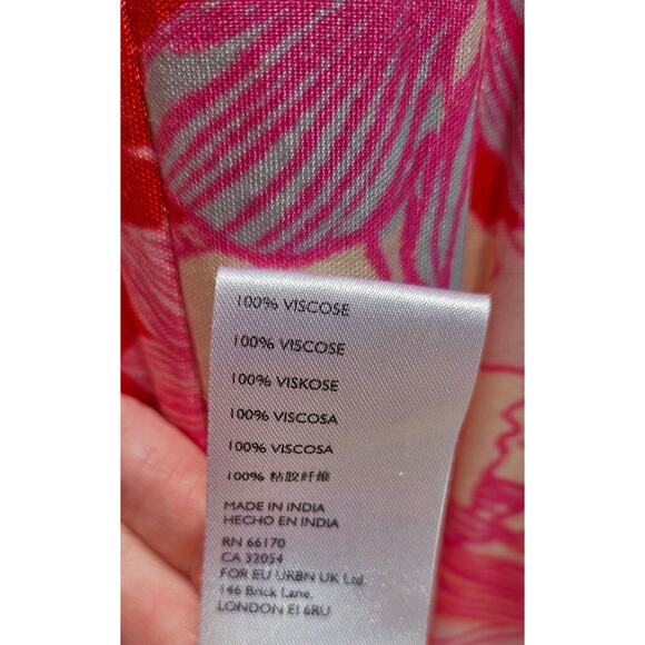 Free People Dress XS Pink Orange Floral Maxi Boho Flowy 70s Retro Maximalist - Picture 11 of 11